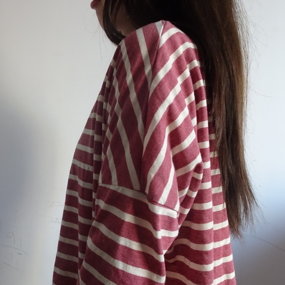 TOPSHOP FADED RED STRIPE 3/4 top - Picture 5 of 5